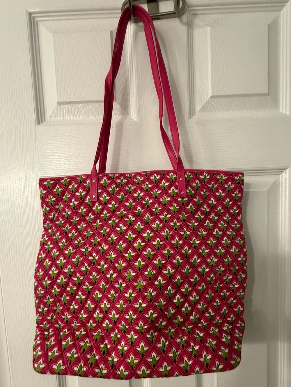 Vera Bradley Pink, Green and White Quilted Tote